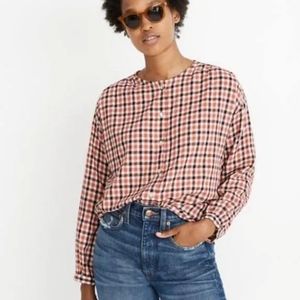 ❤️ MADEWELL MEADOW COTTON BUTTON DOWN SHIRT IN CHECK PLAID, LARGE